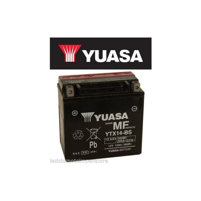 Yuasa YTX14-BS SM Battery Silver