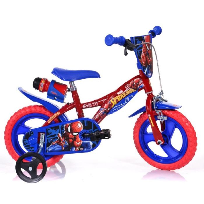 Bici spiderman 12 per bambino con rotelle borraccia e parafanghi Dino Bikes  - La Ciclomoto