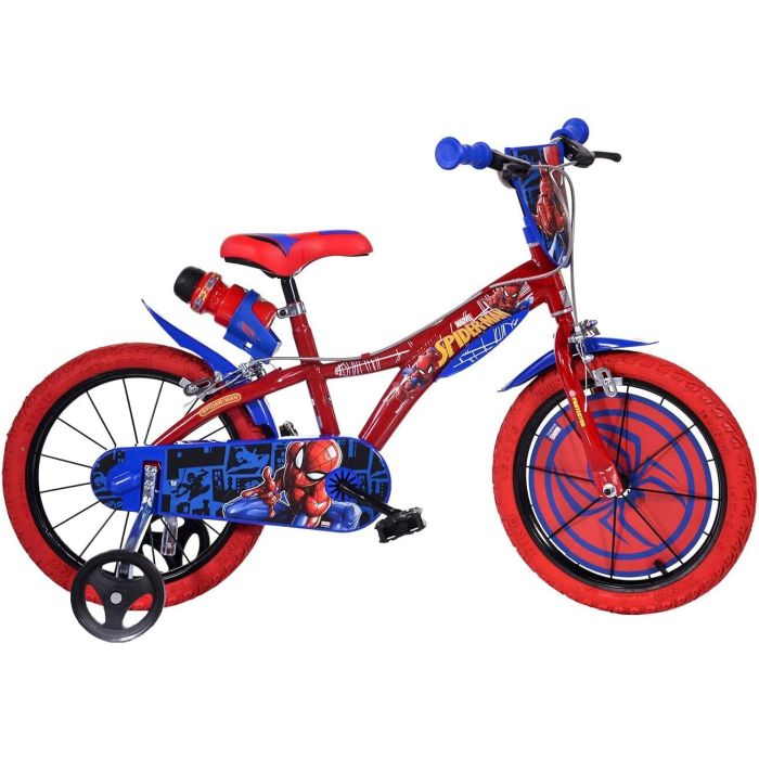 Bici 16 spiderman sp per bambino scudo rotelle borraccia parafanghi Dino  Bikes - La Ciclomoto