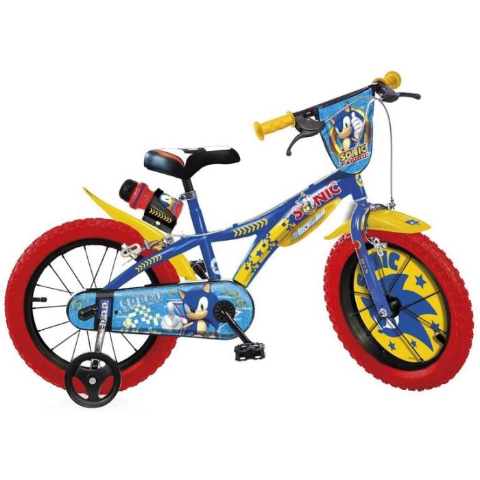 Bici 14 Sonic per bambino con scudo rotelle borraccia parafanghi