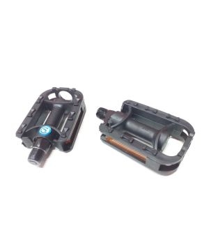 Coppia di pedali per bici mtb bambino neri con catarifrangente filetto 9/16