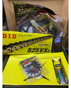 Kit catena oro DID 525VX corona 48 pignone 15 HONDA TRANSALP XL 650 2000-2007