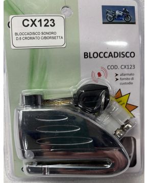 Bloccadisco antifurto moto sonoro diametro 6 cromato con custodia Ilsa cx123