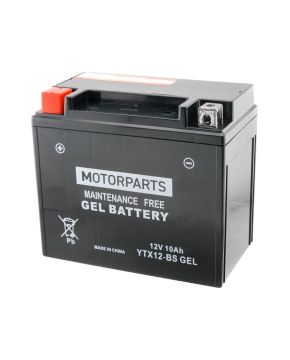 Batteria YTX12-BS GEL 12V 10AH MOTORPARTS GEL pronta all'uso per moto e scooter