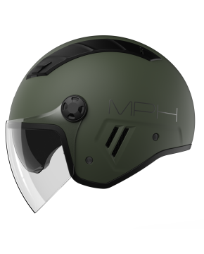Casco moto scooter JET AIRE con due visiere kamo verde opaco MPH ECE 22.06