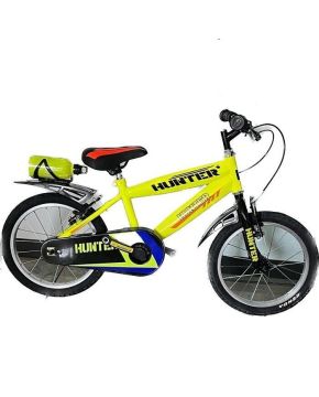 Bici mtb 16 Hunter per bambino gialla con rotelle borraccia e parafanghi