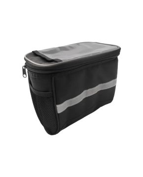 Borsa per bici al manubrio 22x13x16cm semi-rigida con portamappa nero