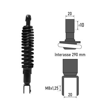 Ammortizzatore posteriore SCARABEO RALLY 50 Benelli Honda SGX Kymco DINK 50 cc