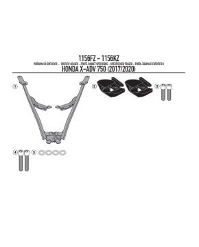 Attacco staffe portabauletto HONDA X-ADV 750 17-20 GIVI 1156FZ