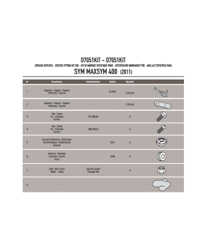 Kit di attacchi SYM Maxsym 400-600 (11-20) per parabrezza 7051DT GIVI D7051KIT