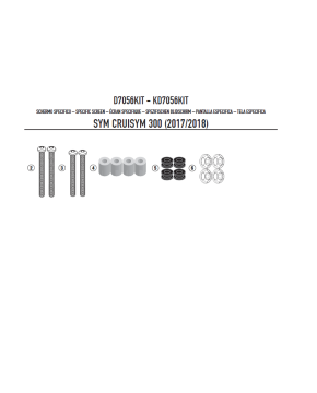 Kit di attacchi SYM Cruisym 300 (17 > 23) per parabrezza 7056DT GIVI D7056KIT