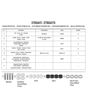 Kit di attacchi specifico per parabrezza 7604DT Givi D7604KIT
