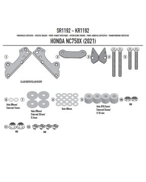 Portabauletto per bauletto MONOKEY o MONOLOCK HONDA NC750X 21-24 GIVI SR1192