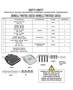 Attacco Bauletti con Piastra Monokey Givi Benelli TRK 702 702X 2023 2024