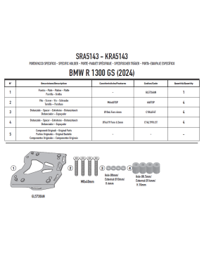 Piastra bauletti monokey alluminio nero BMW R 1300 GS e C 400 2025 GIVI SRA5143