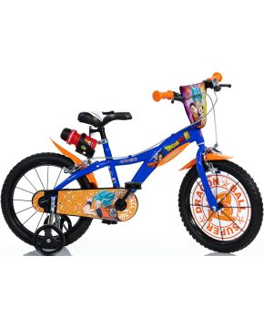 Bicicletta 14 per bambino DRAGON BALL con rotelle borraccia e freni Dino Bikes.