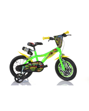 Bici 14 Tartarughe Ninja Turtles verde scudo rotelle borraccia bambino Dino Bike