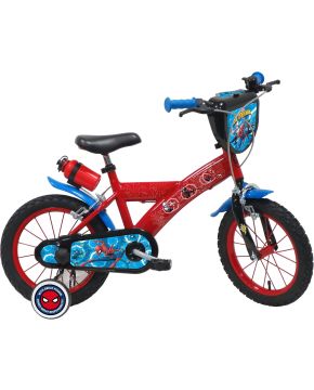 Bicicletta Bambino Marvel Spiderman 16 Pollici (5-8 Anni) - Bici Uomo Ragno con Rotelle e Scudo Frontale