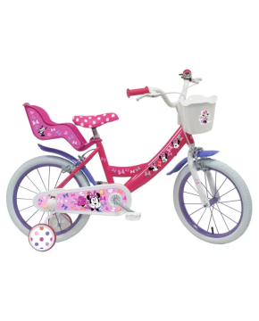 Bicicletta Bambina Disney Minnie 14" (4 - 6 Anni) - Bici Topolina con Rotelle e Cestino - Idea Regalo