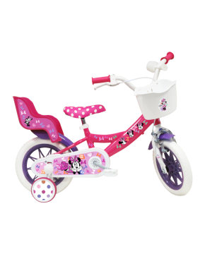 Bicicletta Bambina Disney Minnie 12 (3-5 Anni) Topolina con Rotelle e Cestino