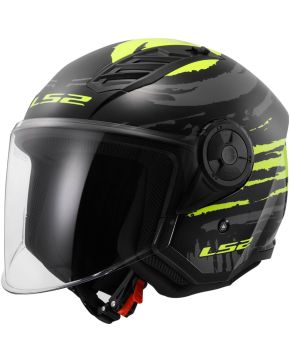 Casco jet con visiera LS2 OF616 Airflow II moto scooter Brush nero giallo E2206