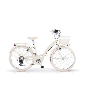 Bici 26 city bike Primavera 6 velocità alluminio avorio donna cestino optional