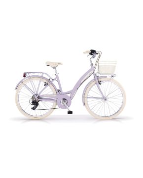 Bici 26 city bike Primavera 6 velocità alluminio lavanda donna cestino optional