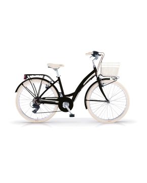 Bici 26 city bike Primavera 6 velocità alluminio nera donna cestino optional