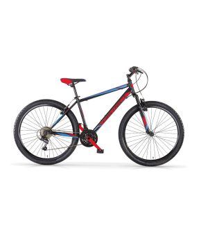 Bici 27,5 mtb district matt black neon red 18 velocità uomo MBM