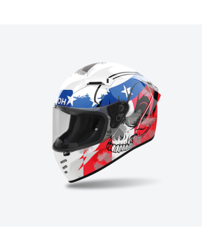 Casco moto Integrale CONNOR NATION Bianco Rosso Blu lucido AIROH ECE 2206