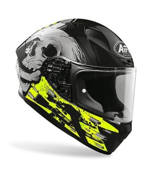 Casco integrale Airoh Valor Akuna grigio lucido - giallo fluo Thermoplastic HRT 5 Sharp