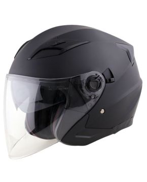Casco Jet moto scooter doppia visiera nero opaco JFM 221