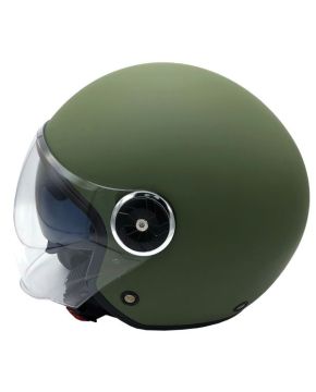 Casco JET doppia visiera verde militare opaco 550 JFM omologato ECE 2206 scooter