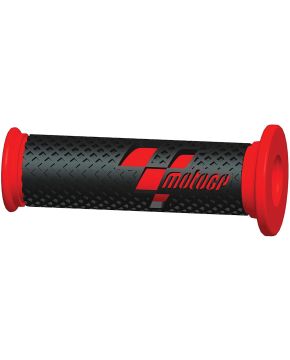 Coppia Manopole sportive moto GP Nero & Rosso sinistro 22 mm / destro 25 mm