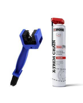 Kit pulizia catena moto bomboletta spray X-TREME CHAIN Ipone 750ml + spazzola