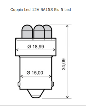 lampada led 12v blu 5 led ba15s g18