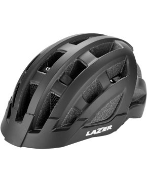 casco bici con luce posteriore compact lazer dlx nero opaco taglia unica 54-61