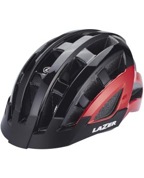 casco bici con luce posteriore compact lazer dlx rosso nero taglia unica 54-61