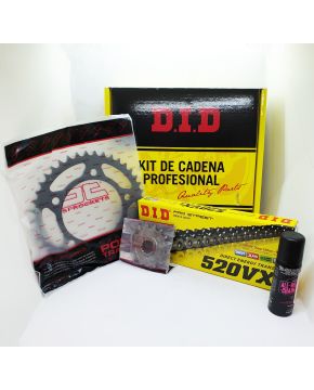 Kit professionale DID 520VX3 (15-41-112) di corona, catena, pignone e olio lubrificante