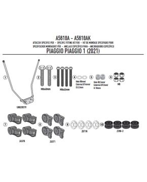 Kit di attacchi specifico per parabrezza D1181ST PIAGGIO Piaggio 1 Givi A5618A
