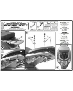 Piastra supporto bauletto Givi per Piaggio Vespa Granturismo 125 - 200 2003-2006