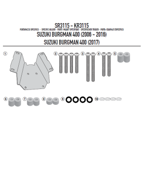 Staffe portapacchi Suzuki Burgman 400 2006-2025 Givi SR3115