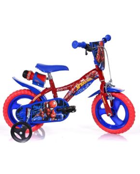 Bici spiderman 12 per bambino con rotelle borraccia e parafanghi Dino Bikes