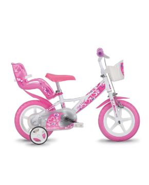 Bici 12 little heart per bambina rotelle cestino e parafanghi alloggio bambola