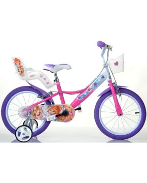 Bici 16 winx per bambina rotelle cestino porta bambola parafanghi Dino Bikes