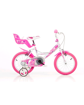 Bici 14 little heart bambina con rotelle cestino porta bambola Dino Bikes