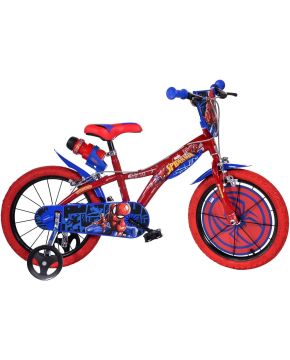 Bici 16 spiderman sp per bambino scudo rotelle borraccia parafanghi Dino Bikes
