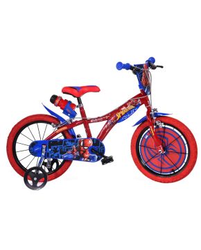 Bici 14 spiderman per bambino con scudo rotelle borraccia parafanghi Dino Bikes