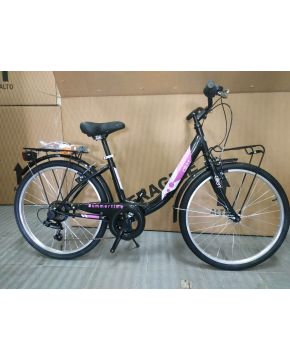 Bici 24 alley 6 velocità nera e rosa summertime city bike per donna Dino Bikes