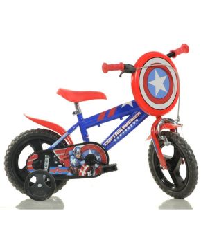 Bici 12 capitan america per bambino con scudo rotelle e parafanghi Dino Bikes